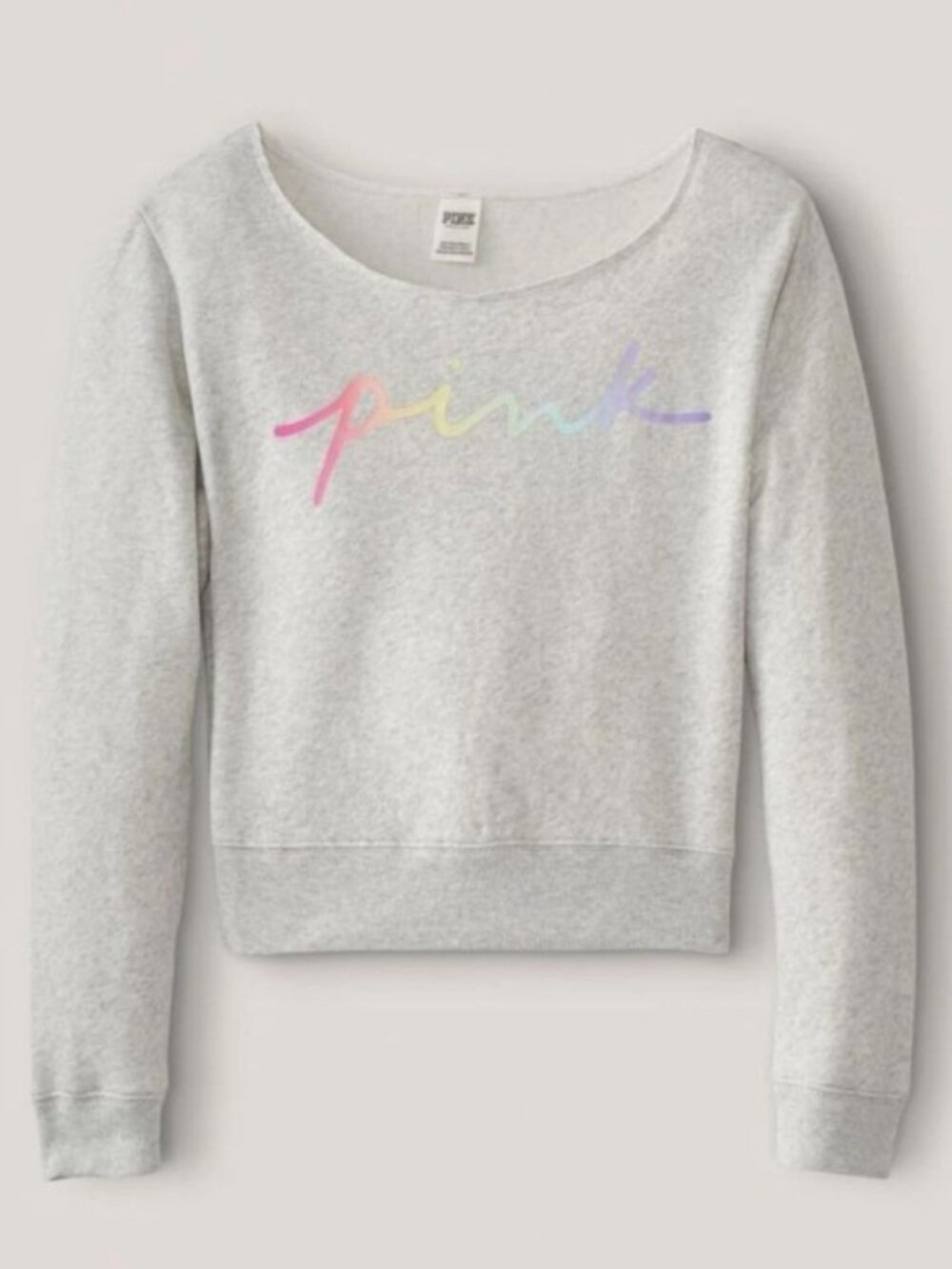 Victorias Secret Pink Everyday Lounge Off The Shoulder Sweatshirt Script NWT L
